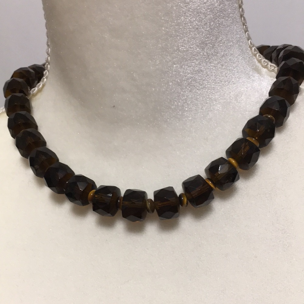 GEMS EN VOGUE SMOKEY QUARTZ AND TIGER EYE NECKLACE